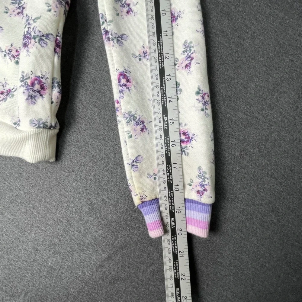 Janie and Jack Kids Girls Floral Puff Sleeve Sweatshirt‎ White Purple Size 12